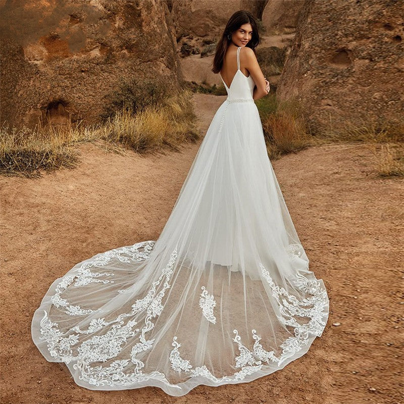 Robe de mariée blanche deux-pièces détachable