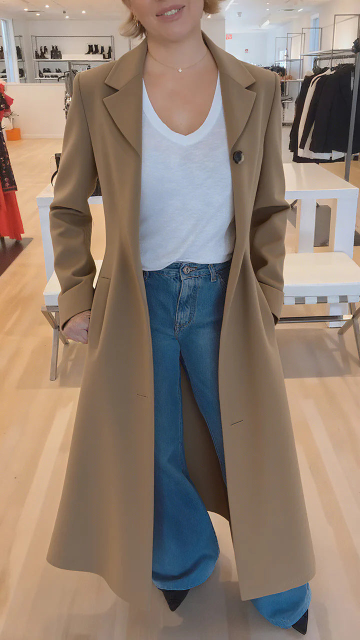 Women's Leopard Print Lapel Coat Casual Trench