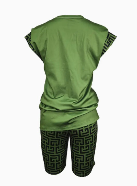Casual Daily Two-Piece Set with Pockets and All-Over Print