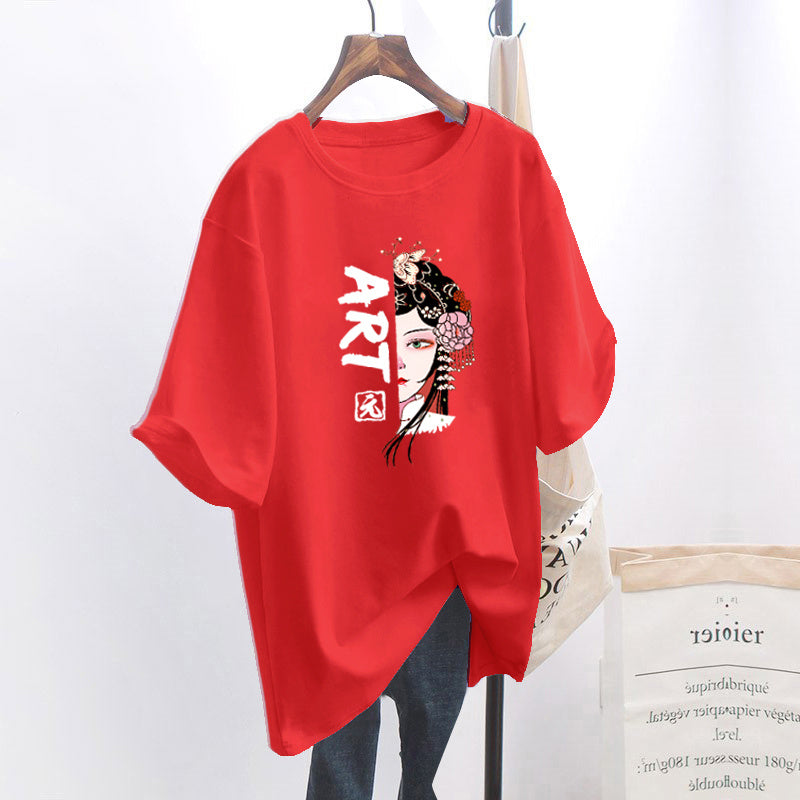 T-shirt ample à manches courtes pour femmes grandes tailles