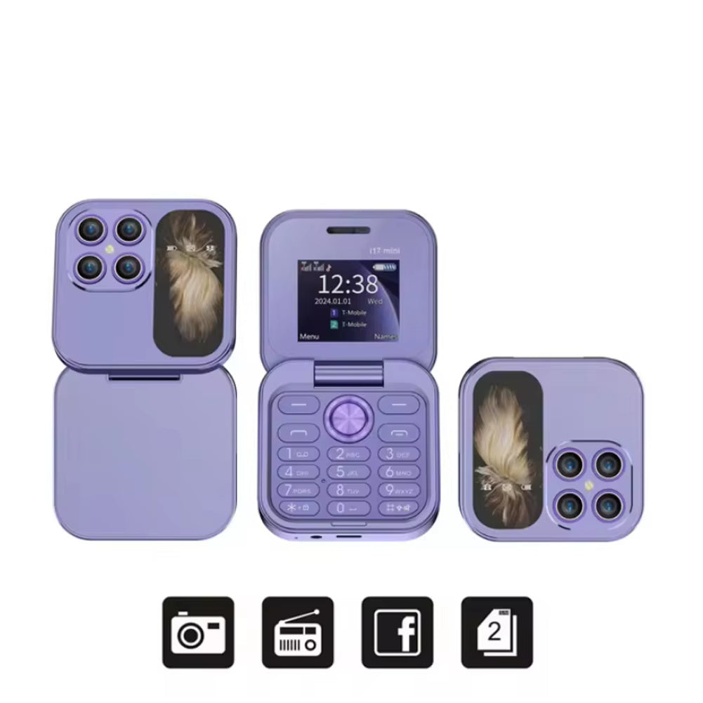 Téléphone portable 2G à écran pliable double SIM double veille, petit téléphone à clapet