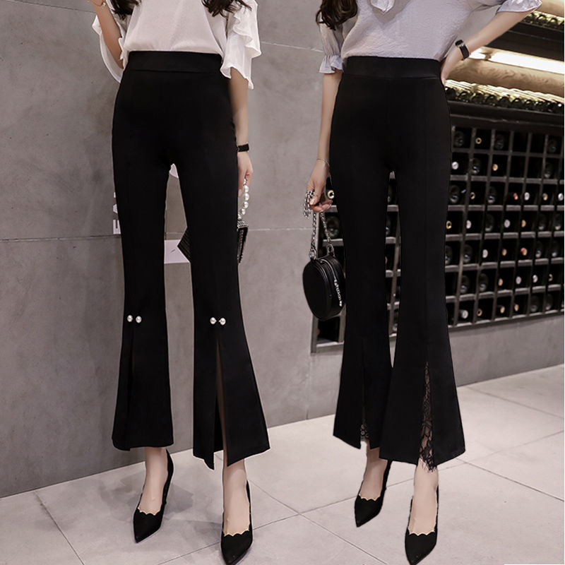 Pantalon évasé taille haute décontracté pour femme