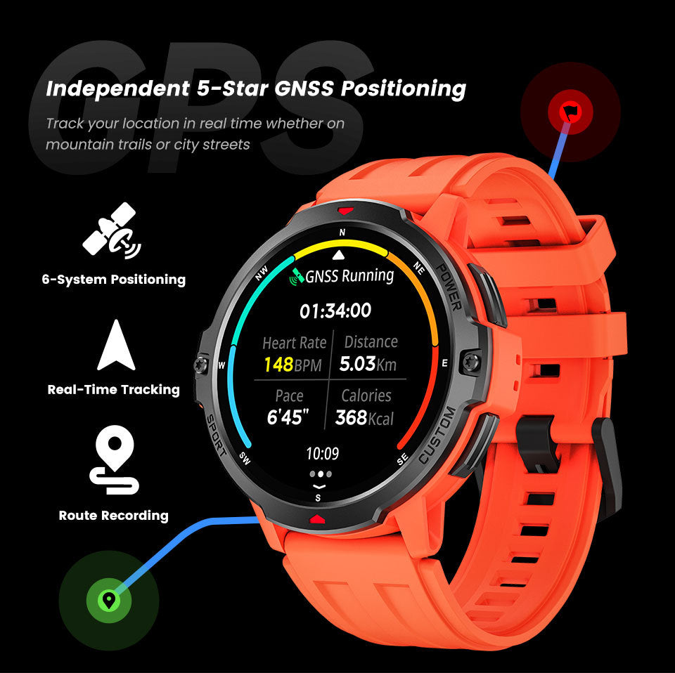 Waterproof 3ATM GPS Smartwatch with Heart Rate & Sleep Monitor