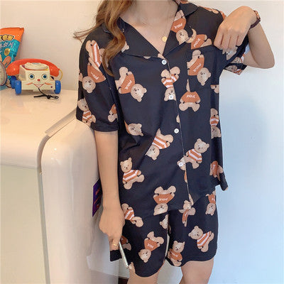 Ensemble de pyjama fin à cardigan pour femme, style japonais, dessin animé mignon