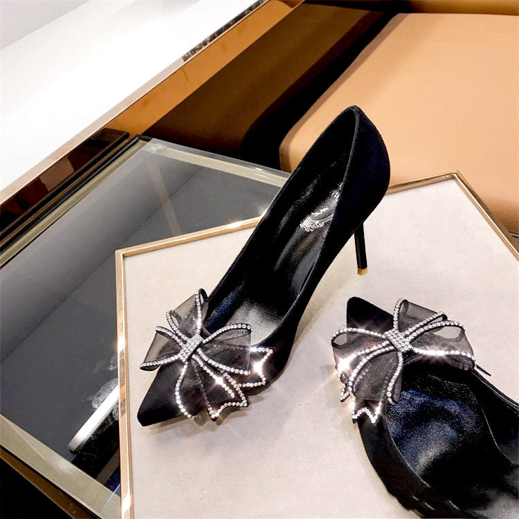 Chaussures à talons hauts en cristal noir de banquet de princesse