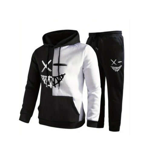 Ensemble 2 pièces Sports et Loisirs Classique à Carreaux, Pull à Capuche et Manches Longues