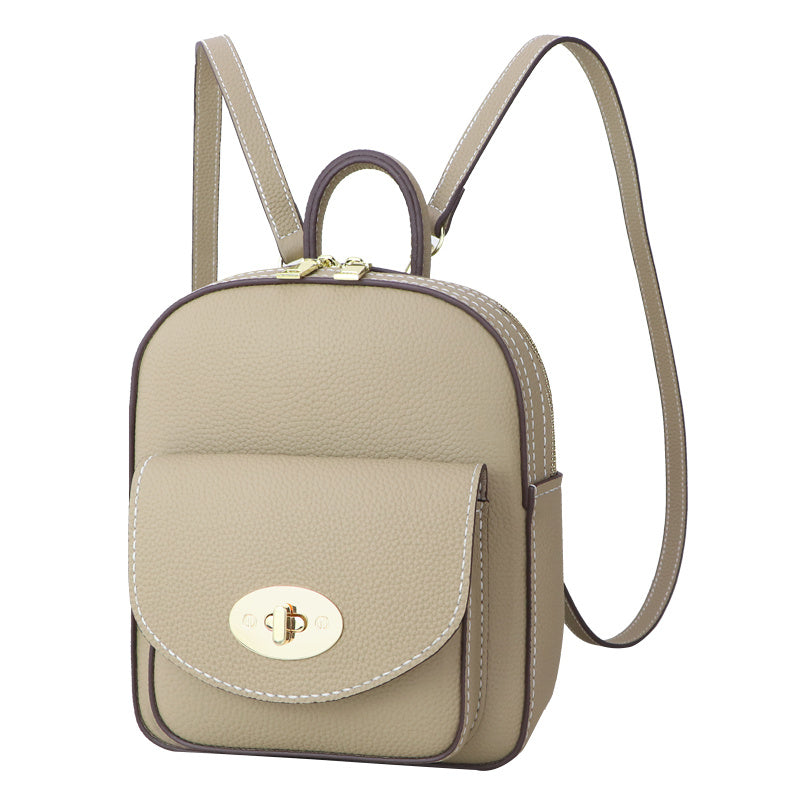 Women's Genuine Cowhide Leather Fashion Backpack 25x21x6.5cm