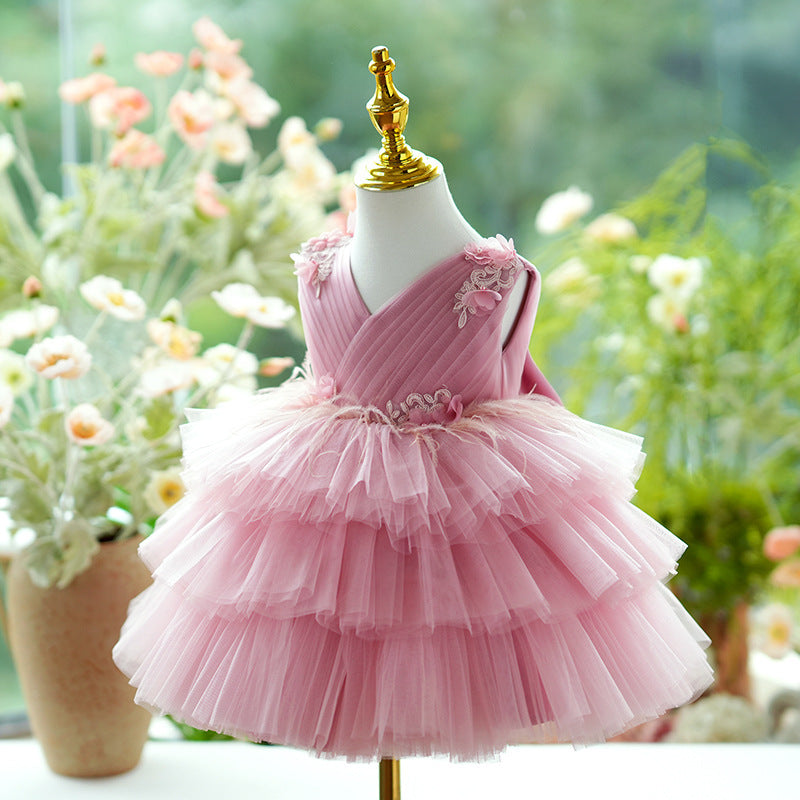 Girls Casual Loose Tulle Tutu Dress in Bean Flour, Sizes 80-160cm