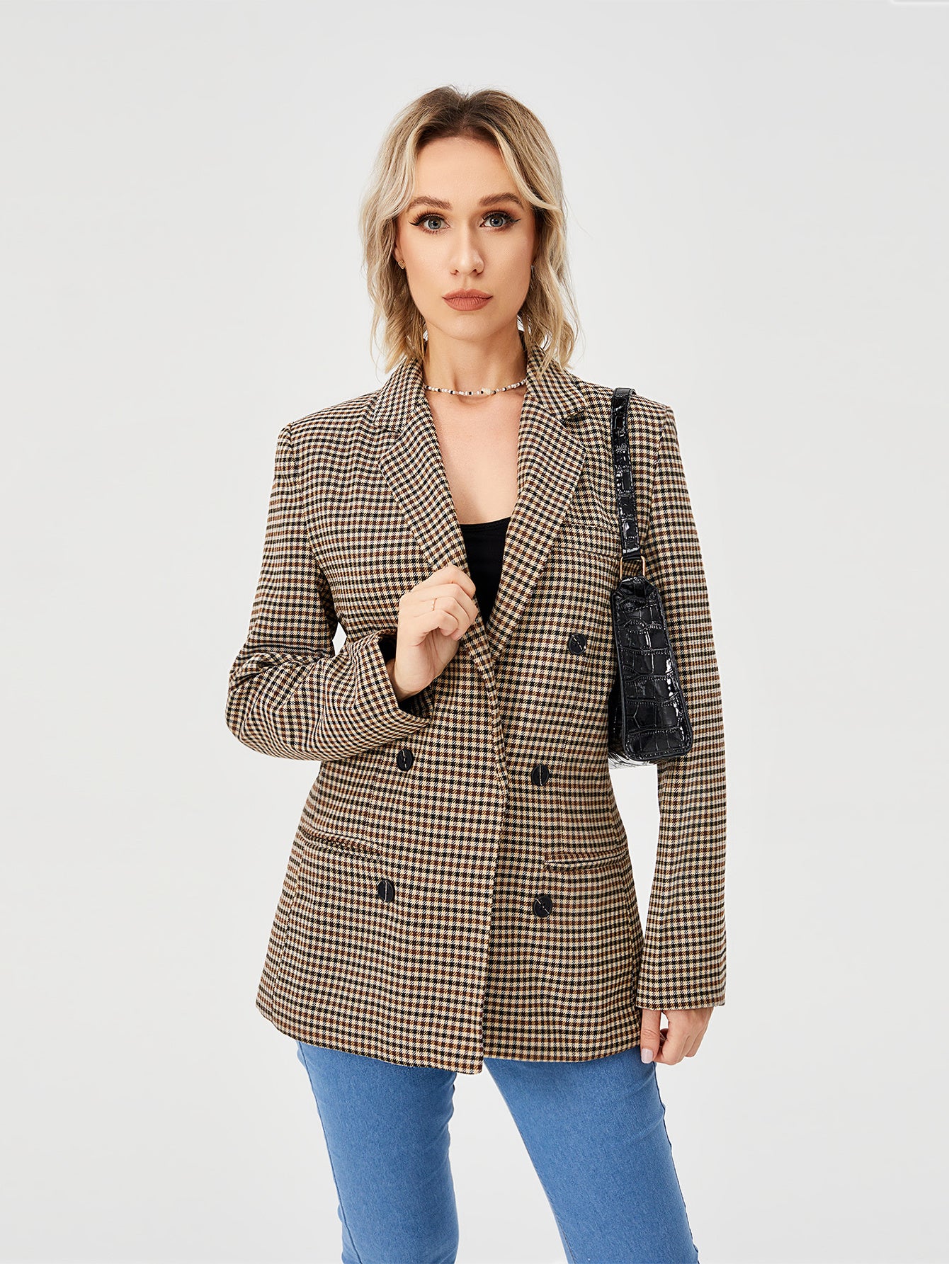 Veste blazer décontractée pour femme, manches longues, style bureau, col à revers