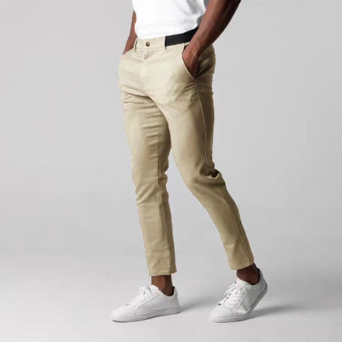 Men's Slim Fit Business Suit Pants Gray Straight