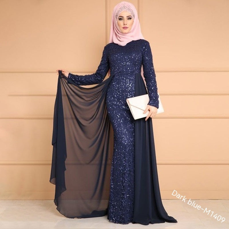 Noble Elegant Slimming Sequined Retro Fish Tail Dress for Ladies