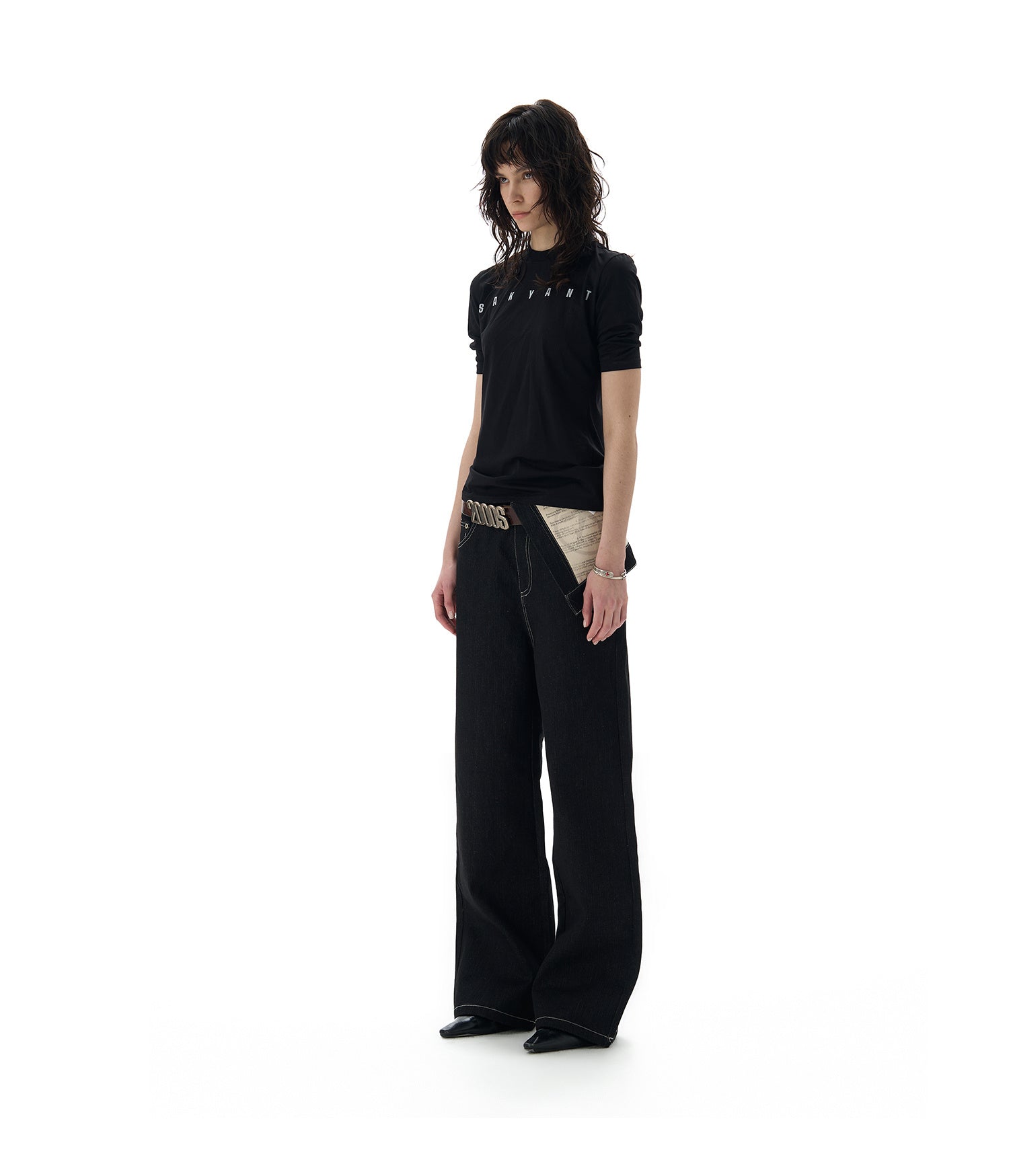 Flip Over Cotton Black Printed Waist Pants