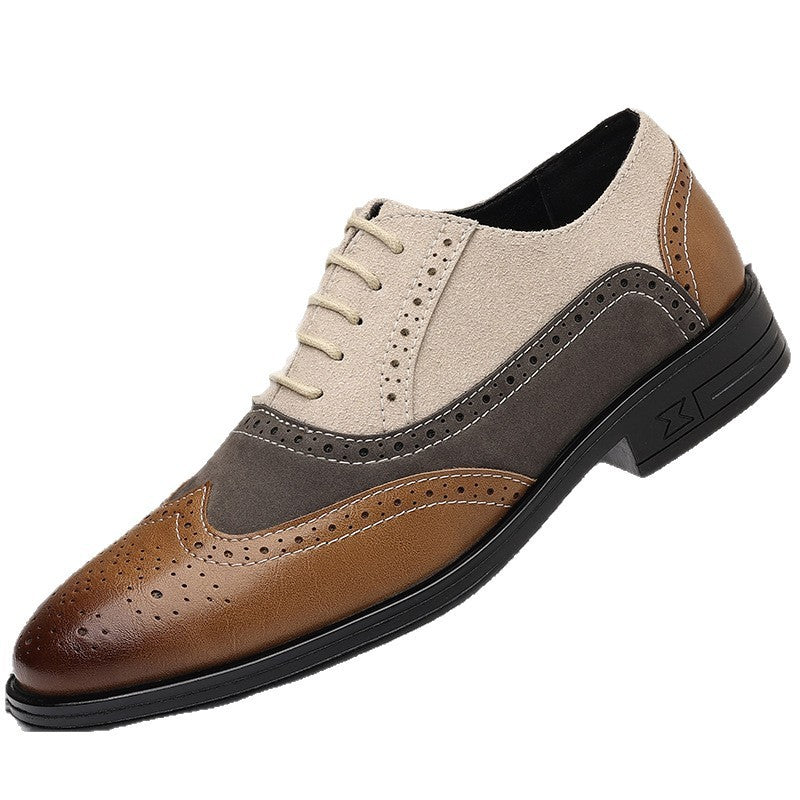 Chaussures Richelieu en cuir décontractées pour homme grande taille à bout pointu