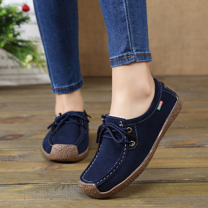 Women’s Lace-Up Flat Frosted Sneakers with Cross Straps