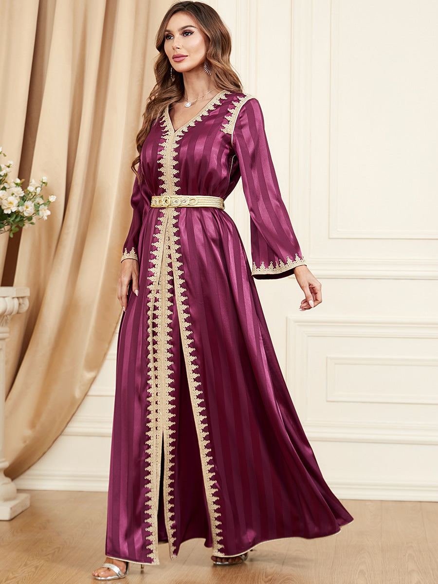 Satin Two-Piece Evening Dress for Arabian Women in Multiple Sizes and Colors