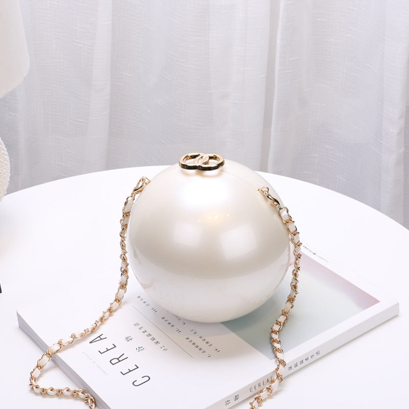 Ladies Pearl Decoration Round Bag