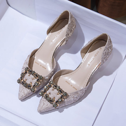 High-heeled Shoes New Pointed Buckle Hollow