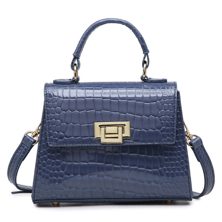 Women's Medium PU One-Shoulder Crocodile Pattern Messenger Bag