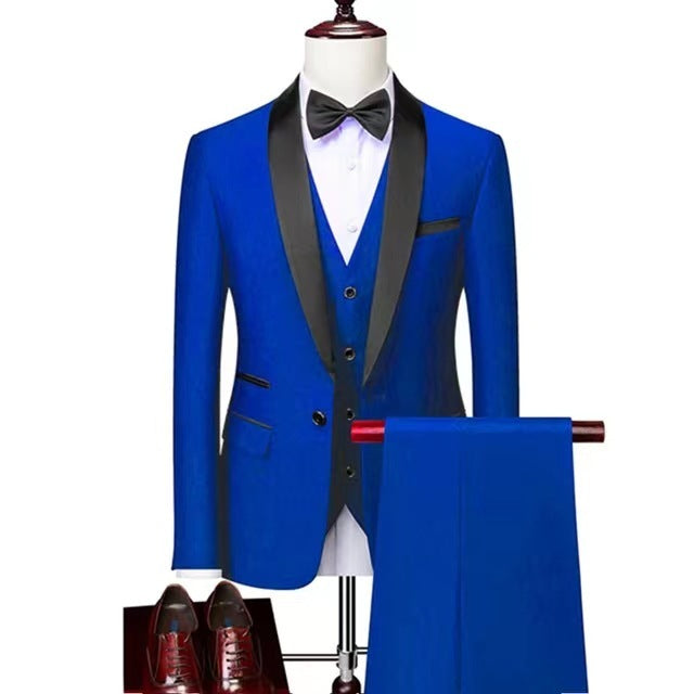 Men's 3-Piece Wedding Suit Set Groom Tuxedo Polyester