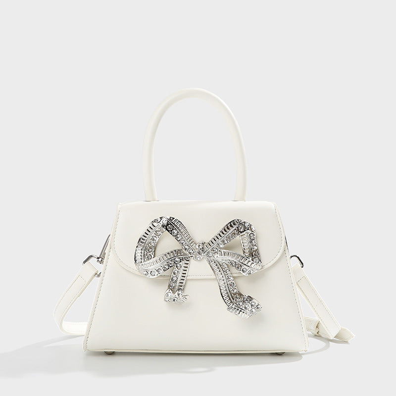 Diamond Bow Small Square Portable Bag with Diamond Inlay