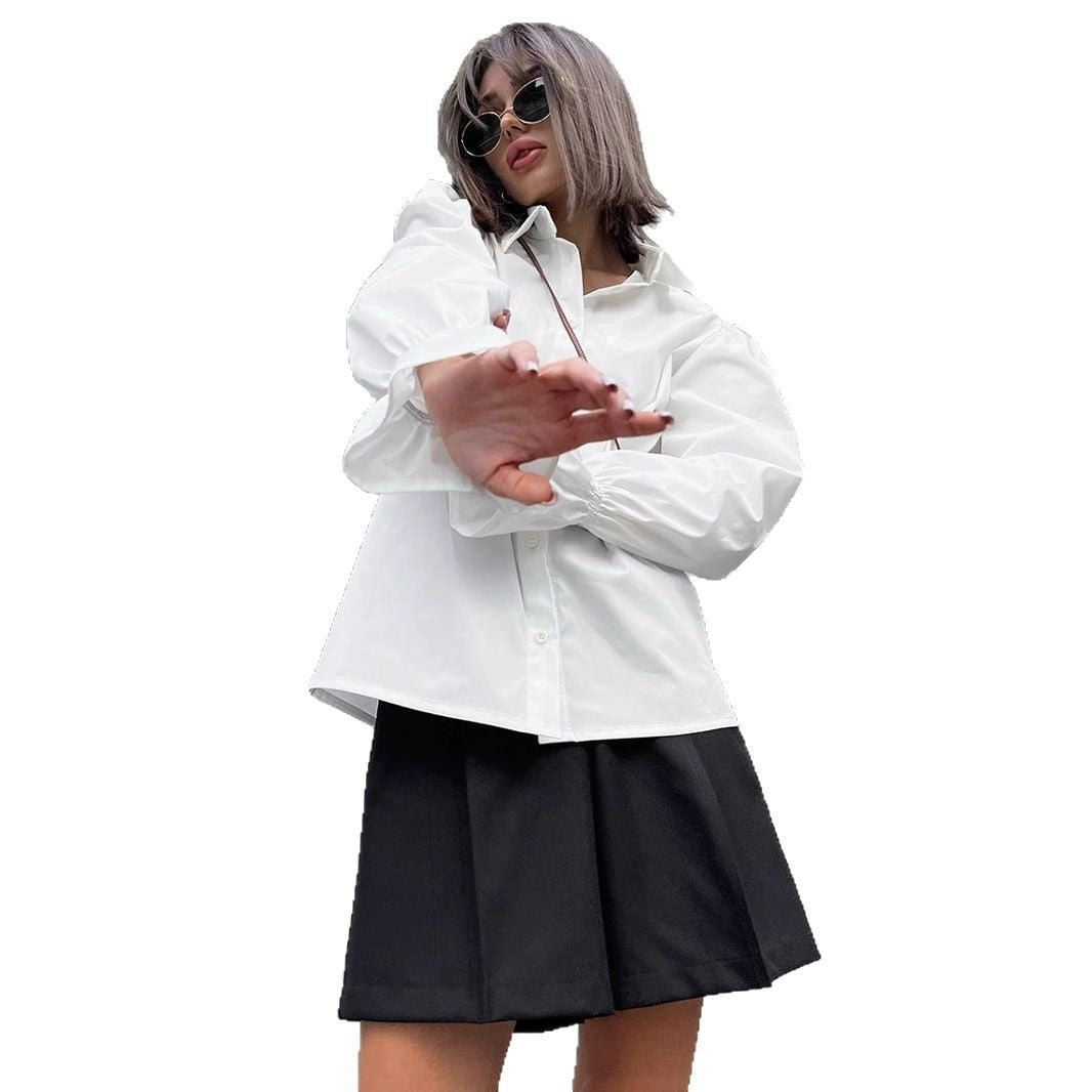Chemise Blanche Ample à Manches Bouffantes pour Femme