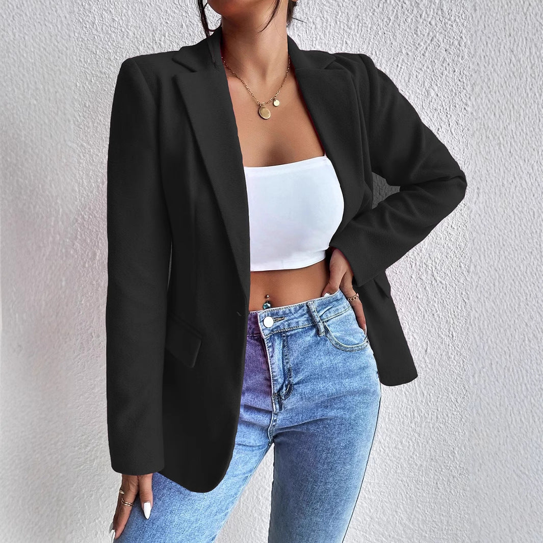 Tailored Wool Suit Jacket For Elegant Women's Commute