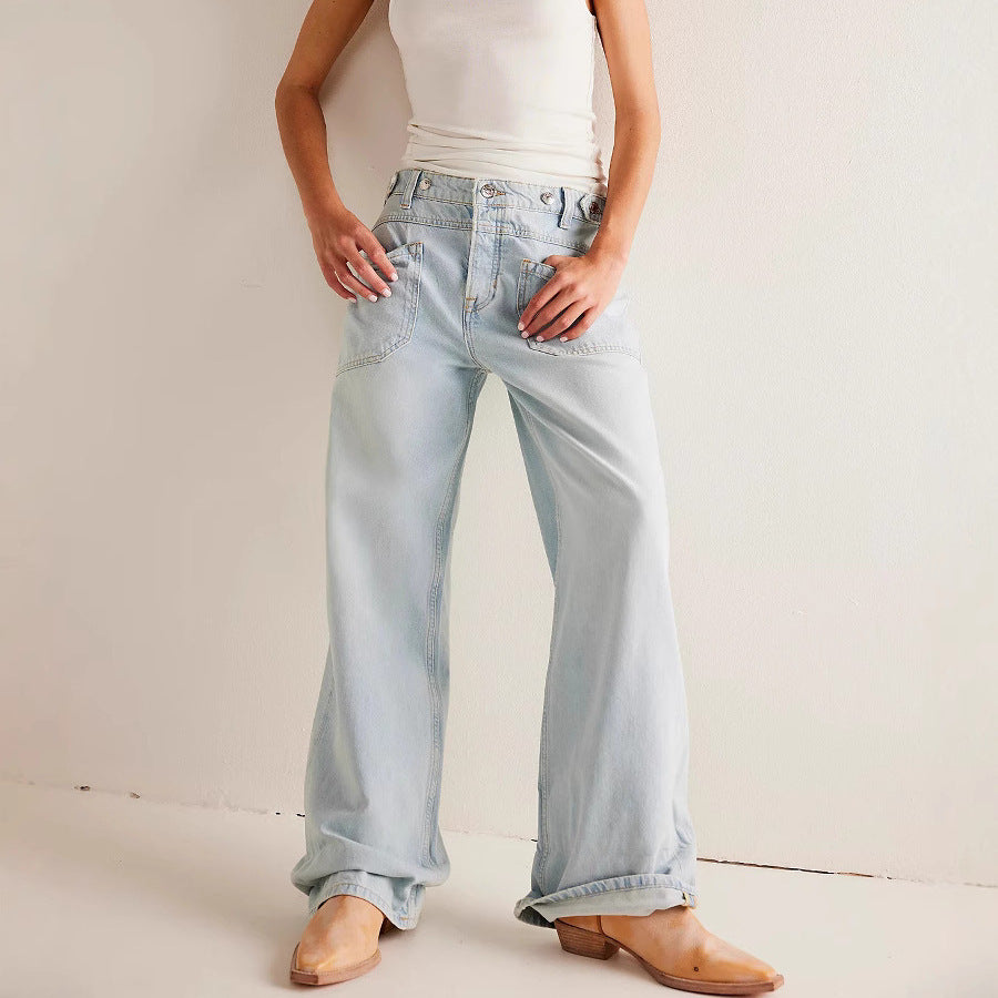 Jeans droits larges pour femme