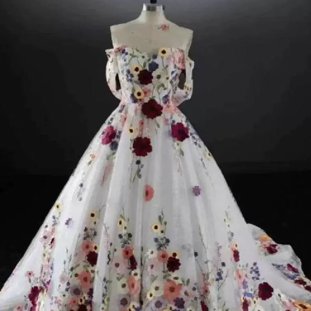 Robe de banquet exquise en fil floral