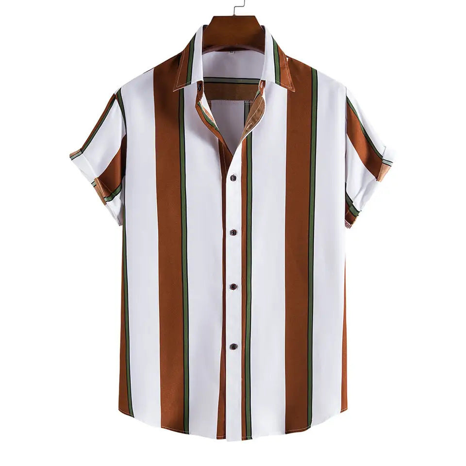 Chemise d'été rayée à manches courtes pour homme, tailles S-XXXL