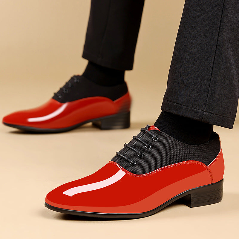 Men's Shiny Surface Soft Sole Casual Shoes White Red Black