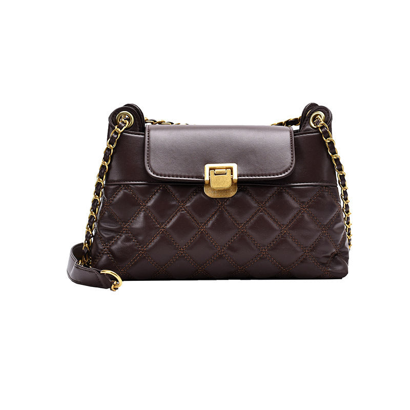 Autumn Winter Small PU Crossbody Chain Bag Rhombic Design