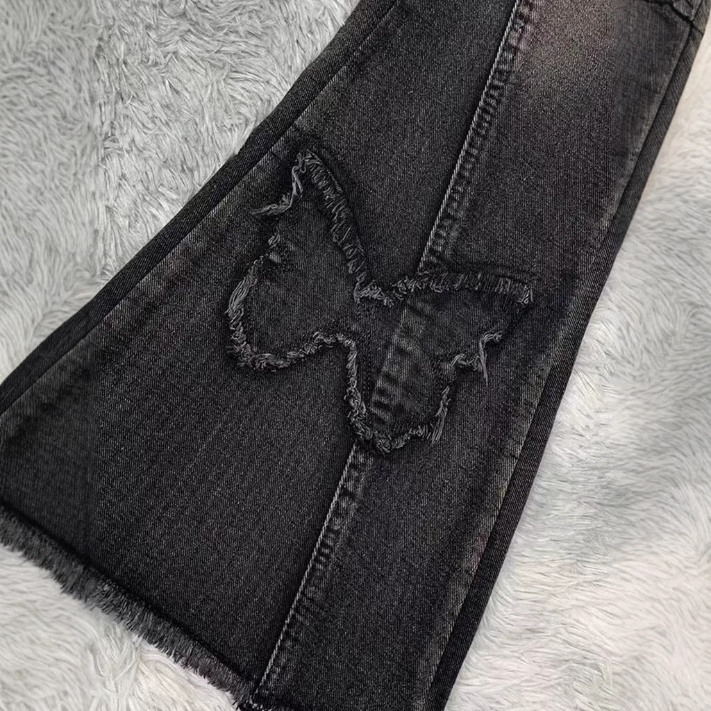 Plus Size Women's Elastic Denim Flared Pants