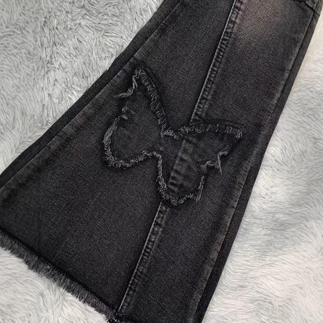 Plus Size Women's Elastic Denim Flared Pants