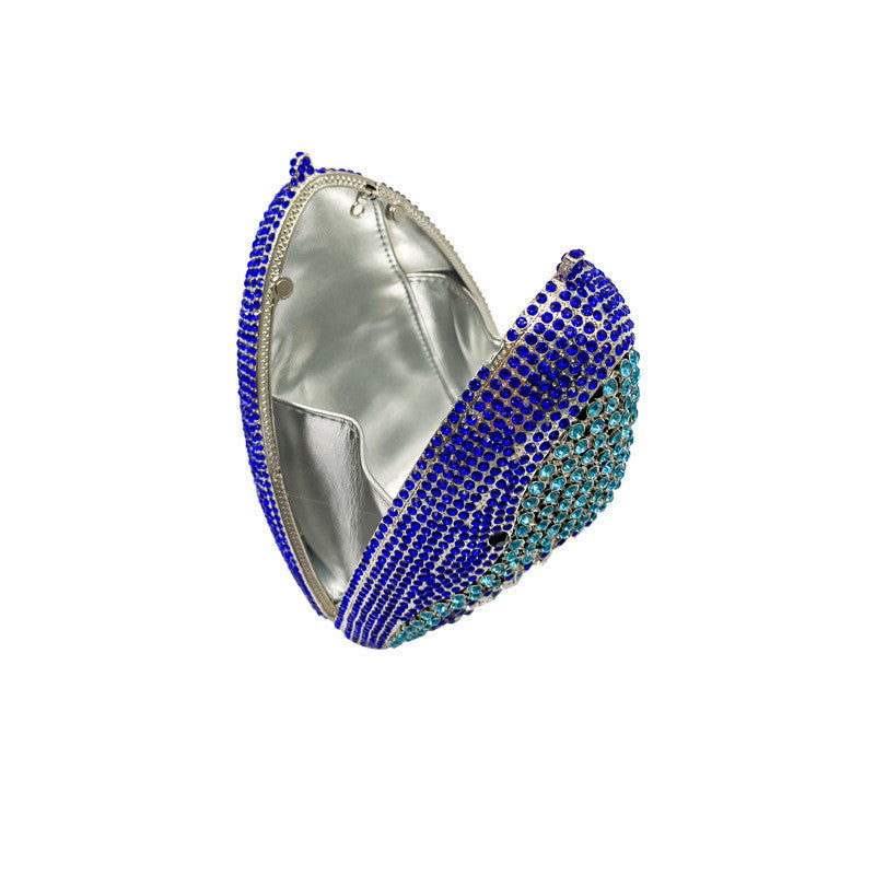 Metal Shark Head Rhinestone Funny Party Clutch