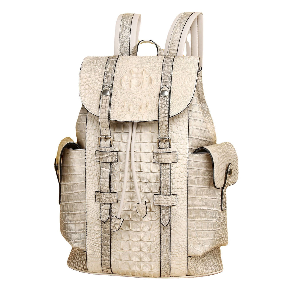 Sac de voyage extérieur pour hommes et femmes en cuir véritable blanc himalayen