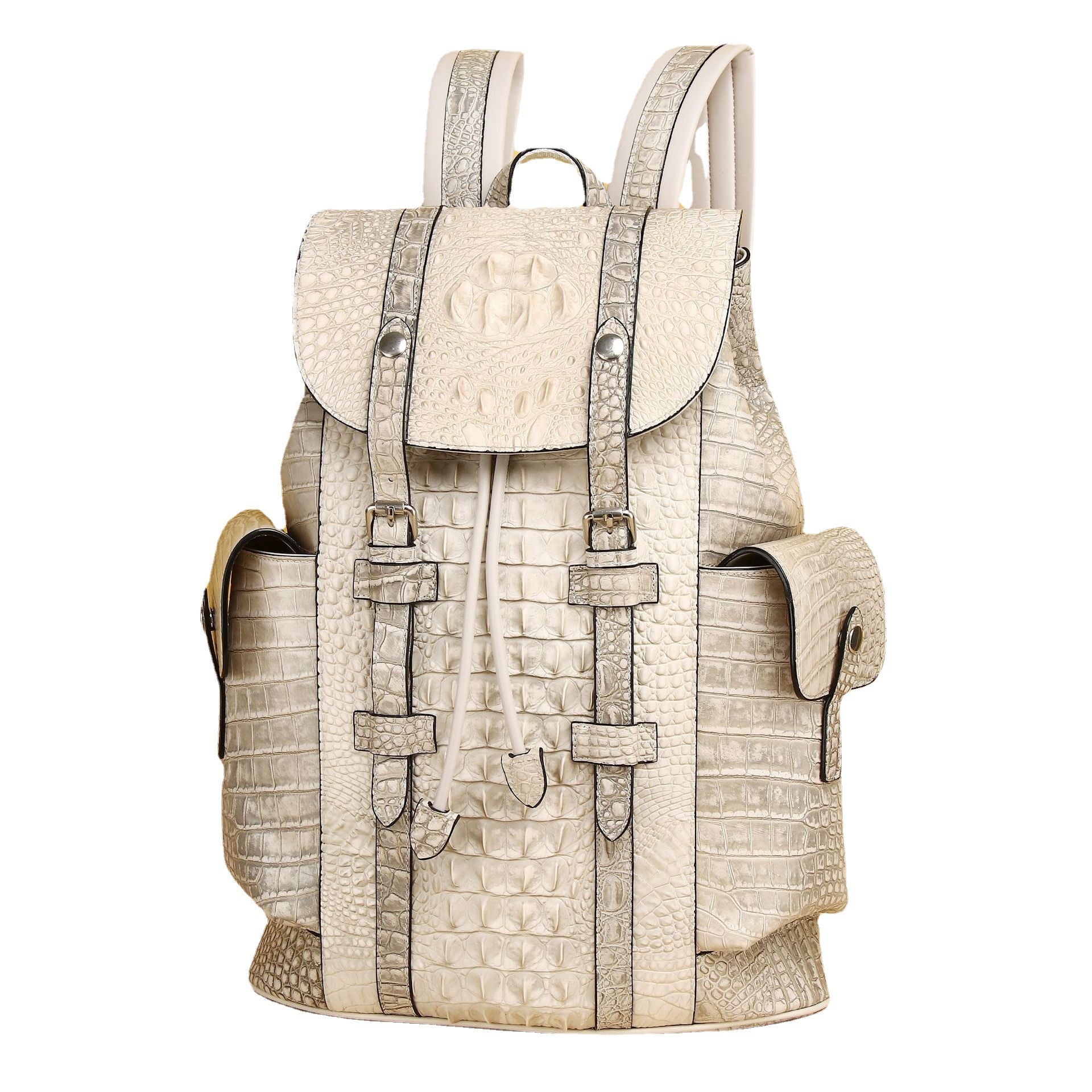 Sac de voyage extérieur pour hommes et femmes en cuir véritable blanc himalayen