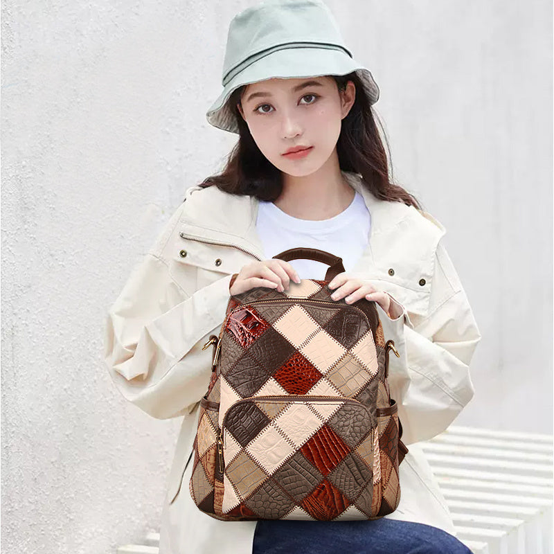 High-Grade Cowhide Leather Large Capacity Travel Mommy Bag