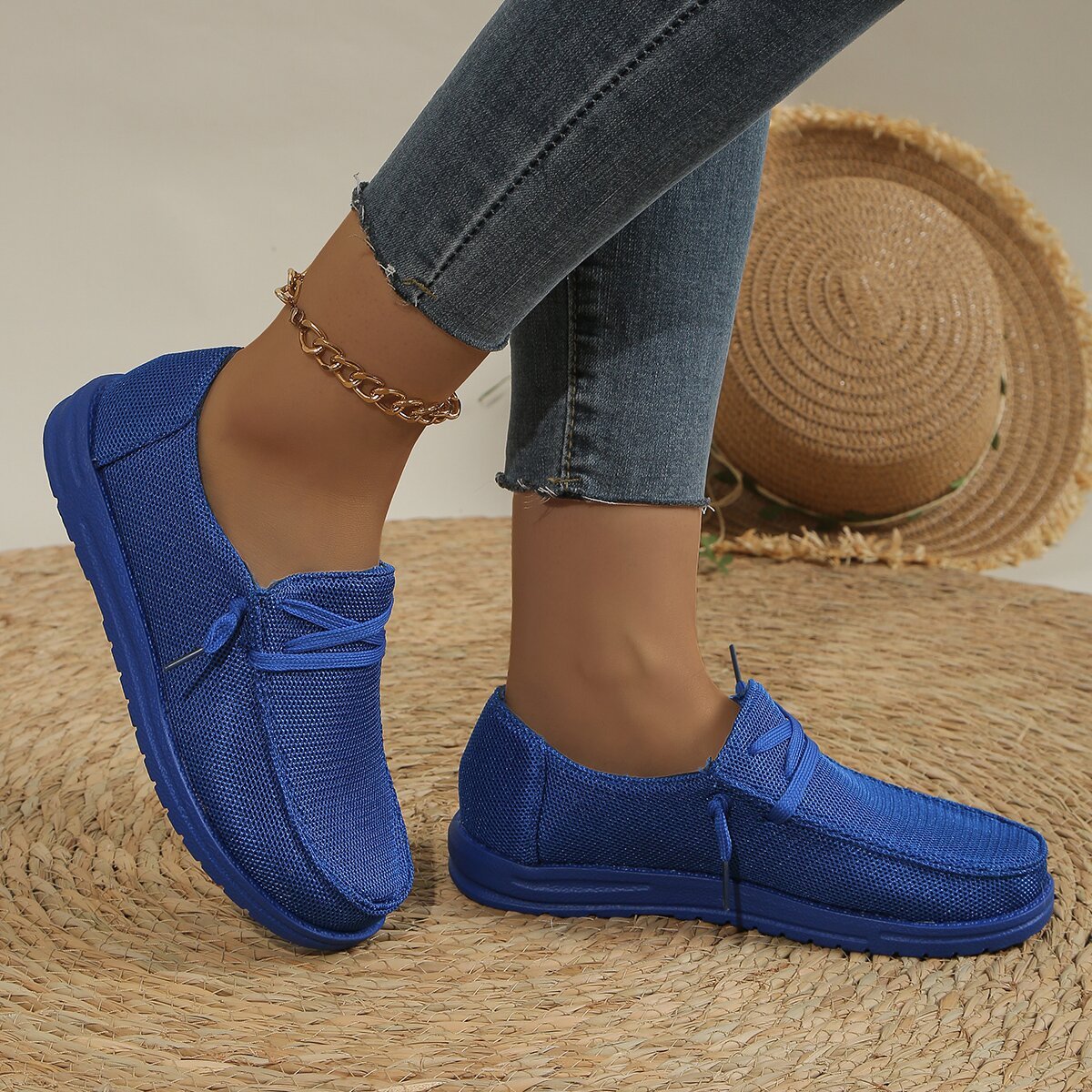 Mocassins plats à lacets décontractés grande taille pour femmes