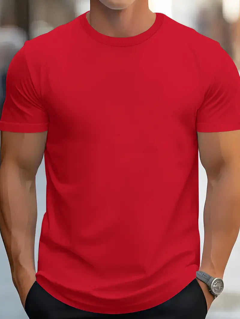 Men's Cotton Modal Casual Short Sleeve Pullover Shirt