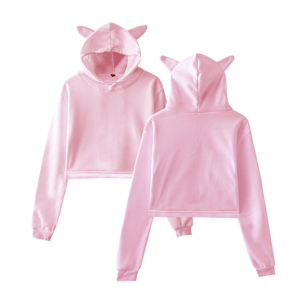 Sweat à capuche court pour femme – Manches longues – Pull – Streetwear – Haut de printemps
