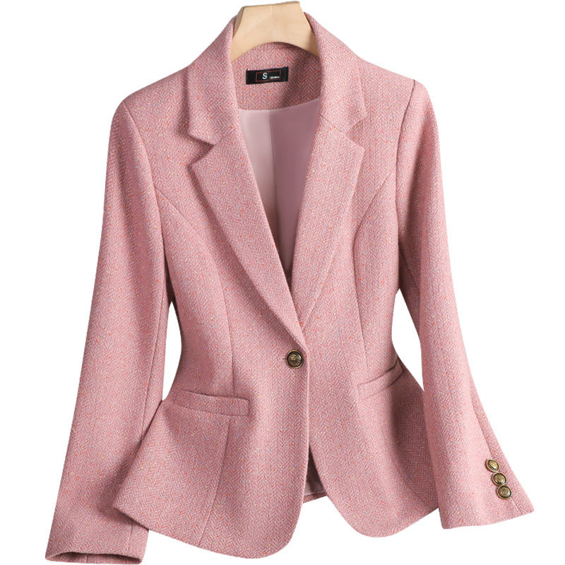 Women's Wool Suit Jacket in Pink, Brown & Gray - Sizes S-XXXL