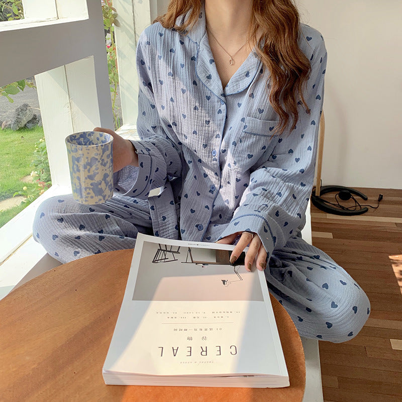 Women's Cotton Long-Sleeve Loose Two-Piece Lounge Set