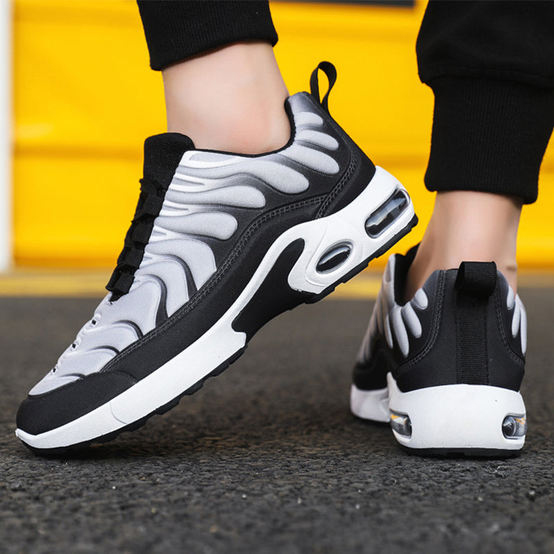Color-Blocked Men’s Lace-Up Sneakers with Air Cushion for Running & Casual Wear