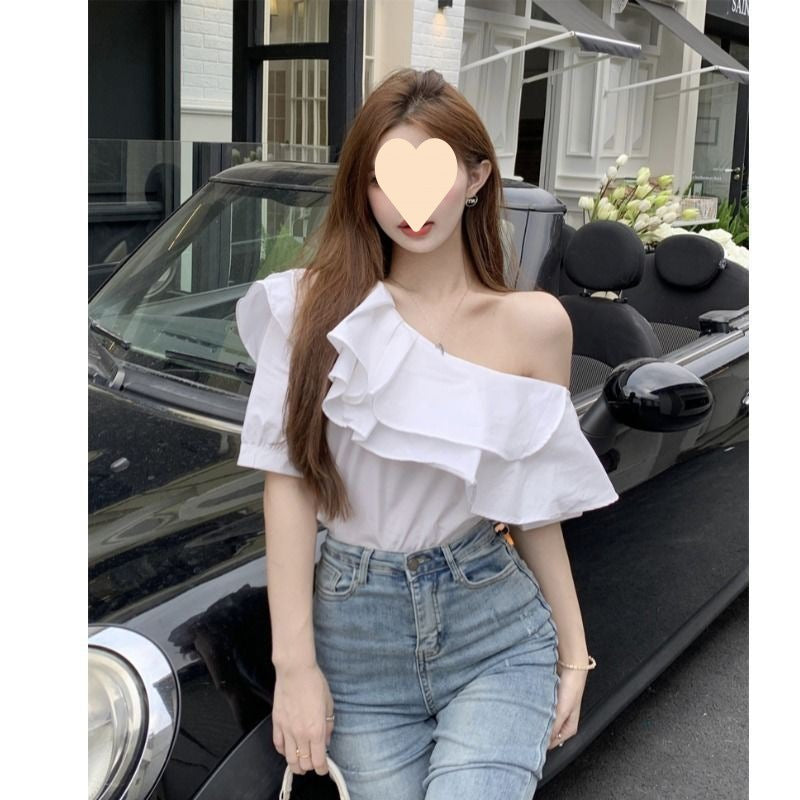 Women's Elegant Chiffon Top Short Sleeve Solid Colors S-2XL