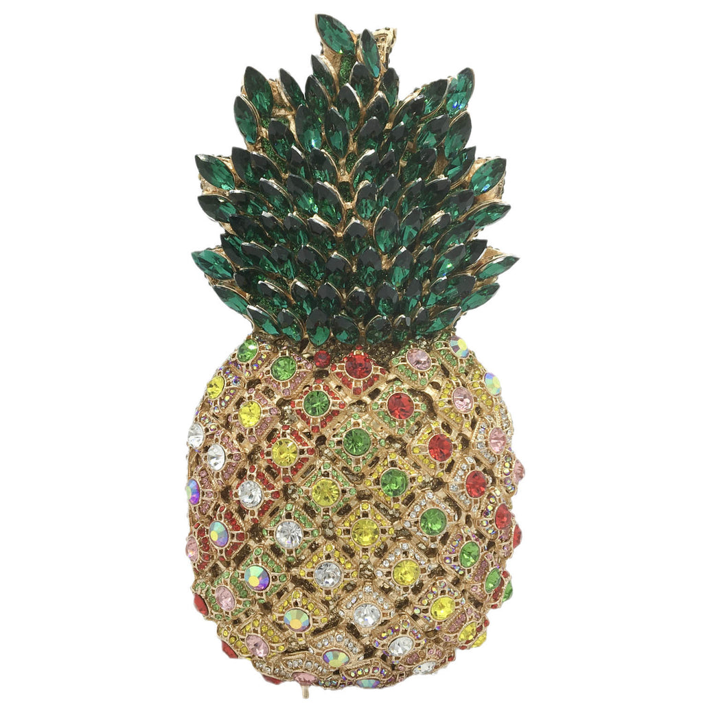 Pochette de soirée en métal ananas et strass 20x10x10cm