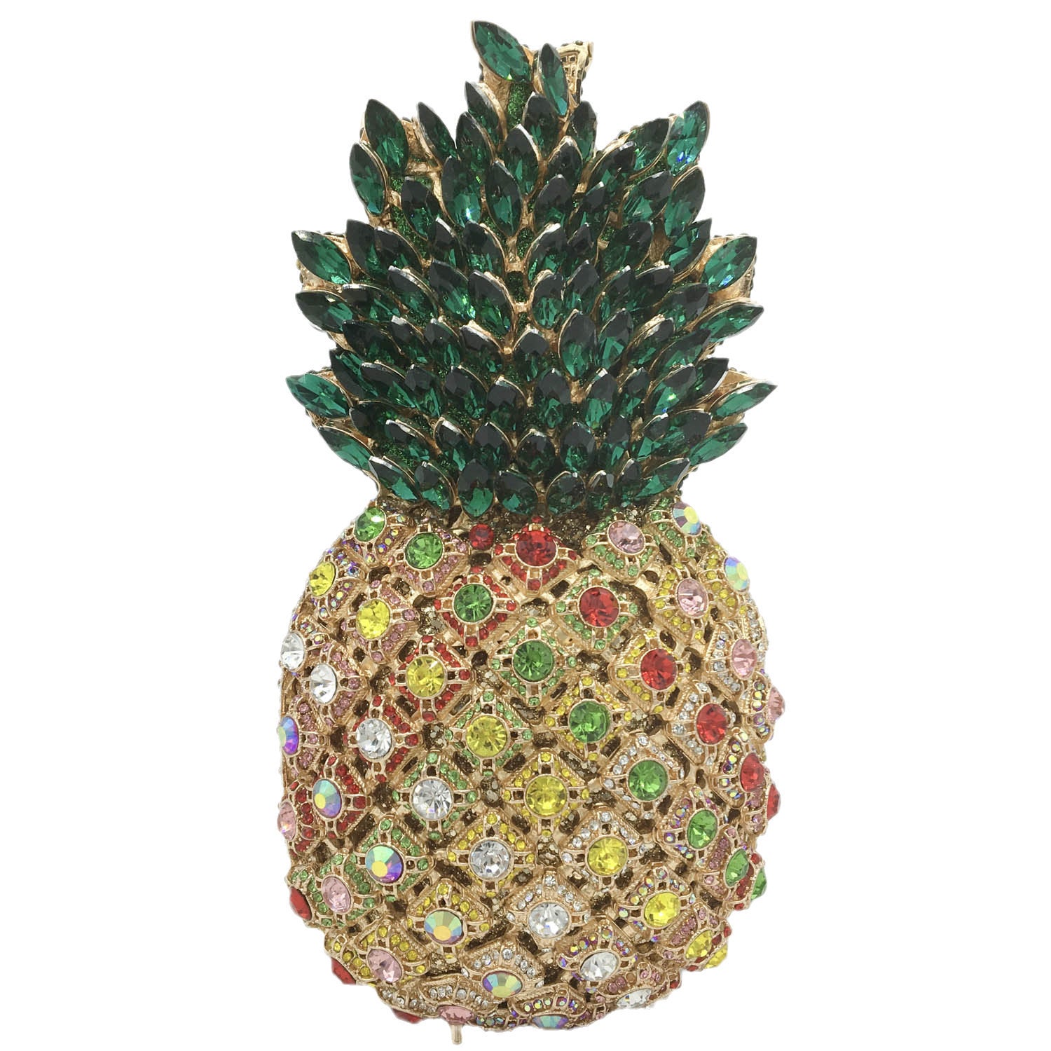 Pochette de soirée en métal ananas et strass 20x10x10cm