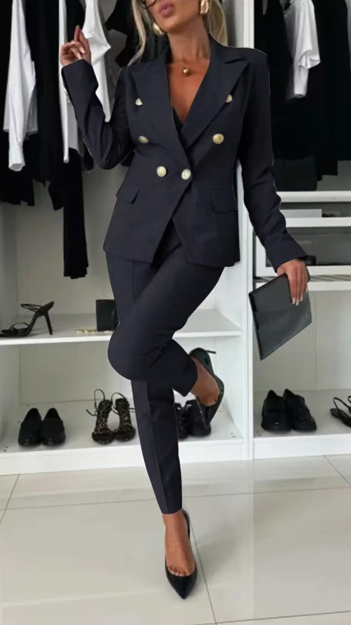 Women's Office Business Set Polyester Coat and Pants