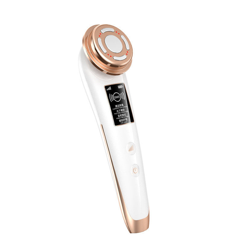 White Facial Cleansing Massager Electronic Beauty Equipment with Negative Ion and Color Light