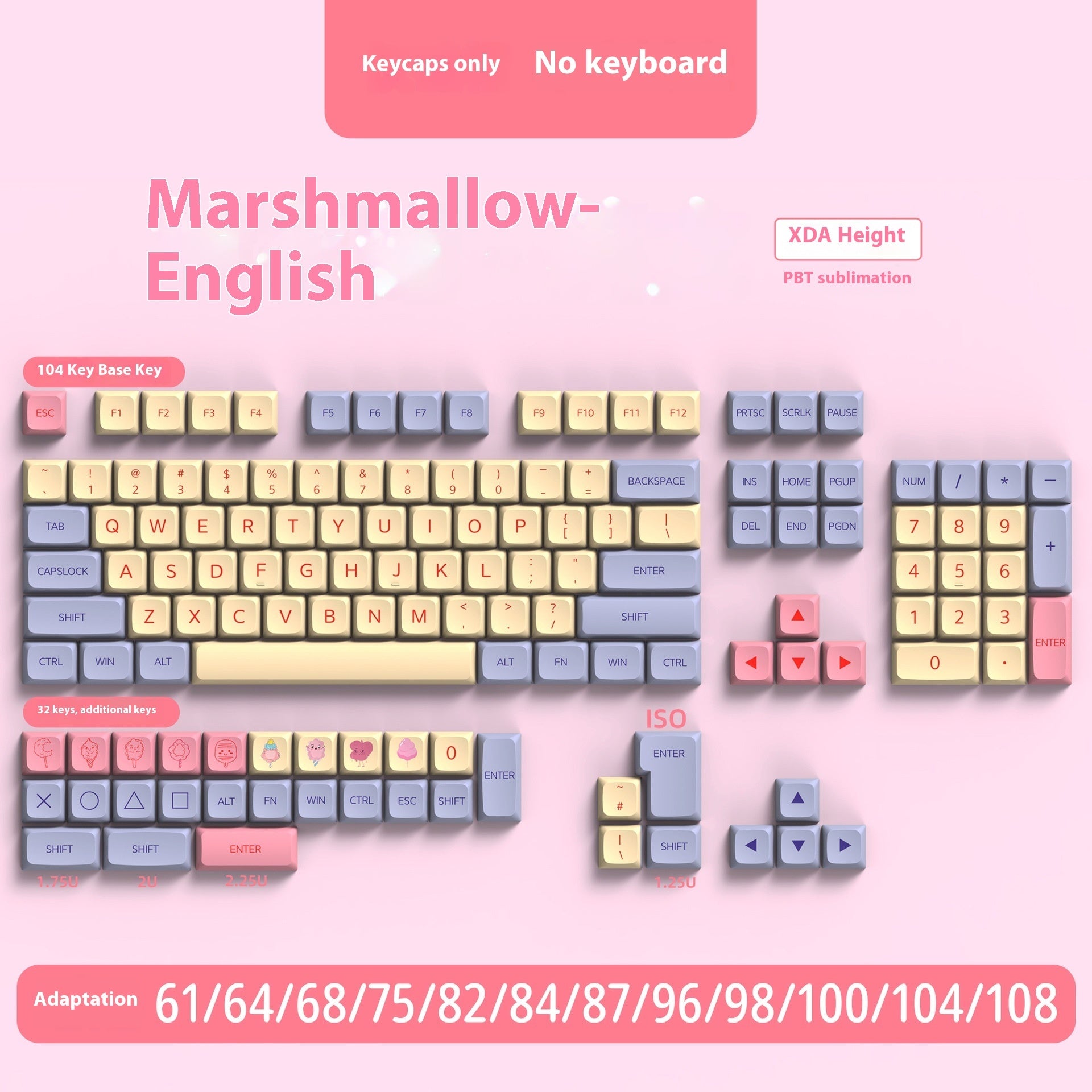 PBT Sublimation Mechanical Keyboard Keycaps Set - 136/139 Keys, Multiple Languages