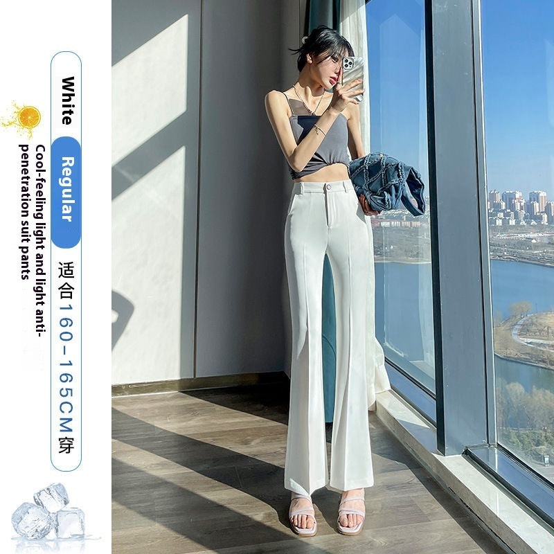 High Waist Drooping Slimming Casual Suit Bootcut Trousers